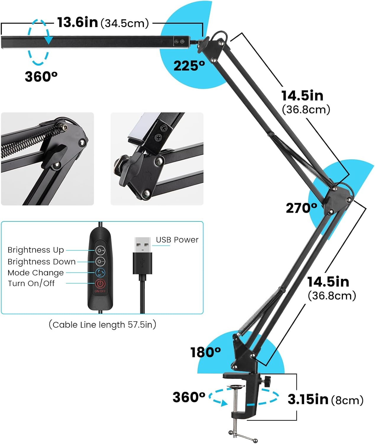 Detalle de BIENSER LED desk lamp with 10 brightness levels