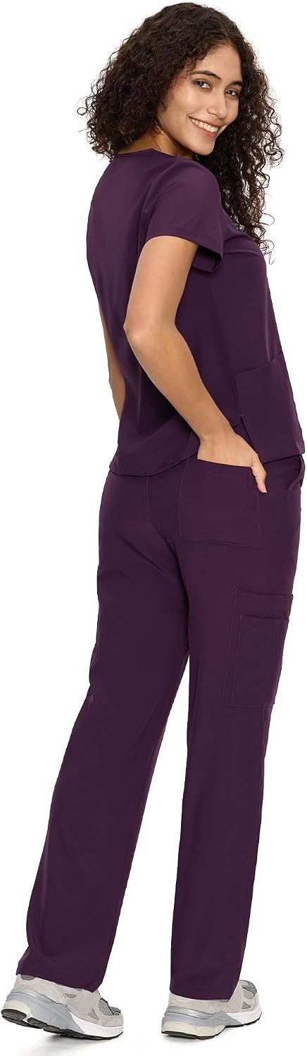 Thumbnail 1 de COZYFIT Women's Scrub Set, V-Neck Top, Straight-Leg Pants, 9 Pockets