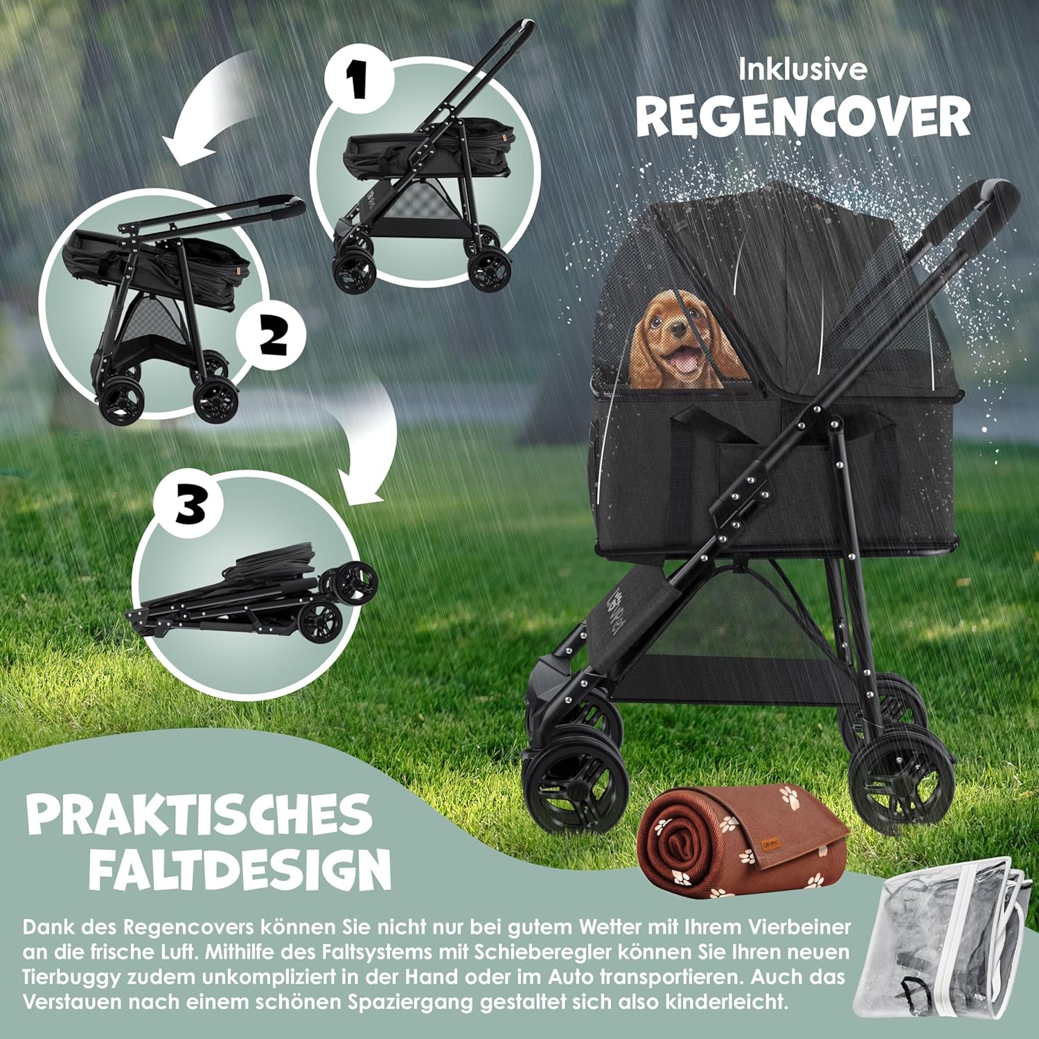 Thumbnail 1 de LOVPET® Hundewagen 2in1: Hundebuggy & Hundebox Tragetasche faltbar bis 20 kg