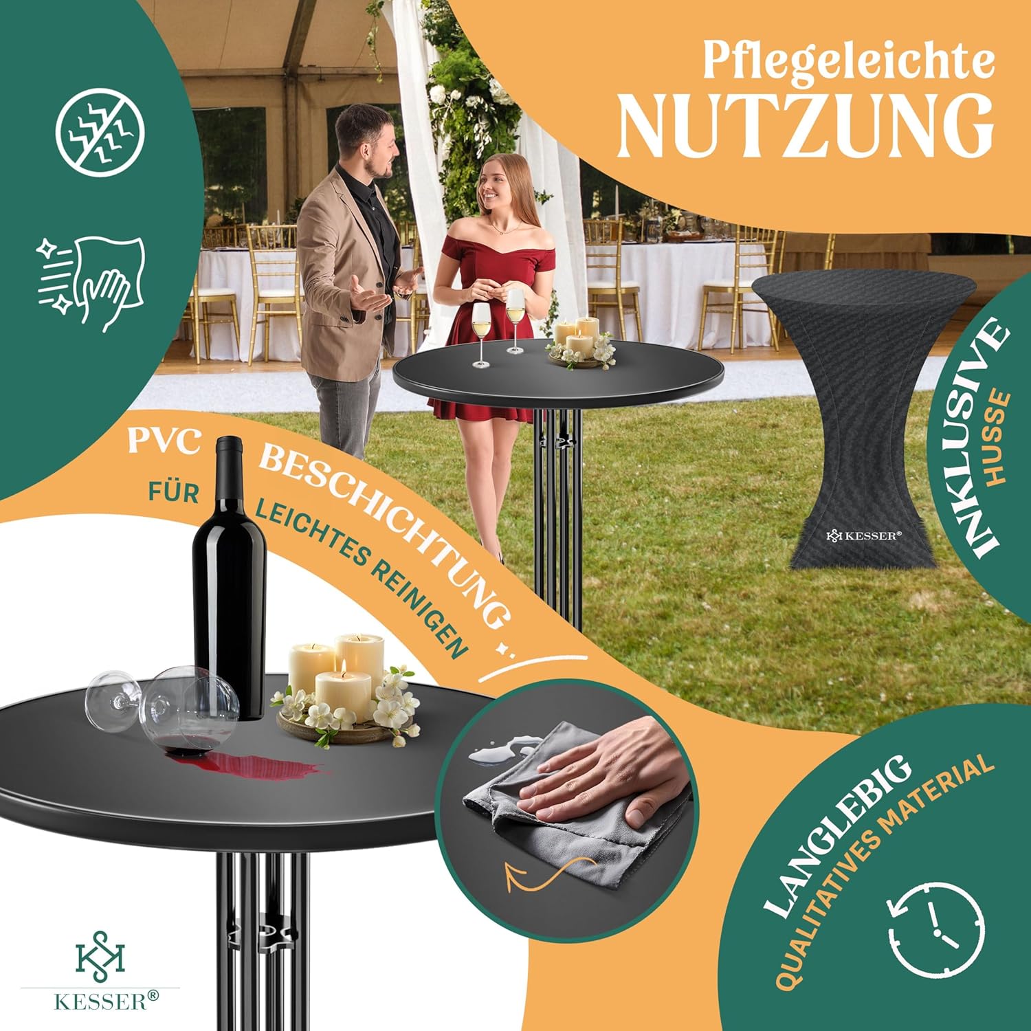 Thumbnail 3 de KESSER® Stehtisch klappbar 2er Set Ø70 cm rund – wetterfest, kompakt & flexibel einsetzbar