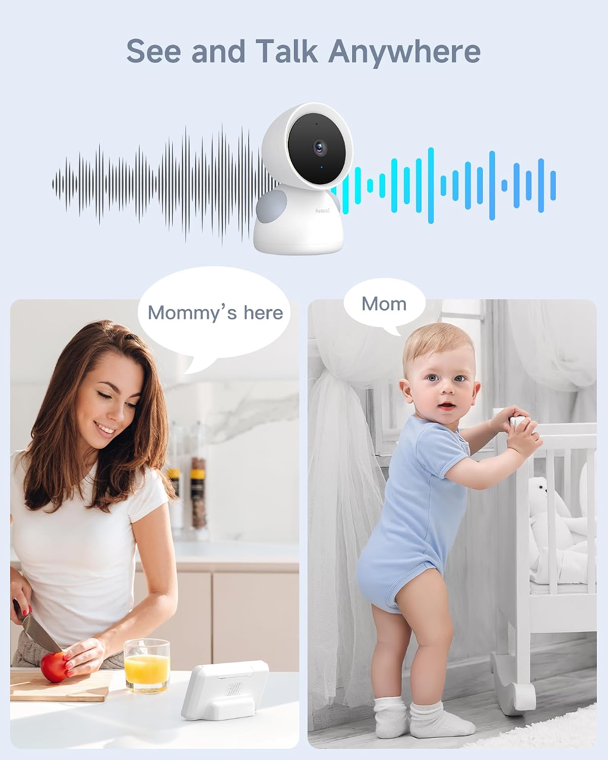Detalle de ARENTI D3 Baby Monitor Set with 2 Cameras, 5-Inch Display and Split-Screen