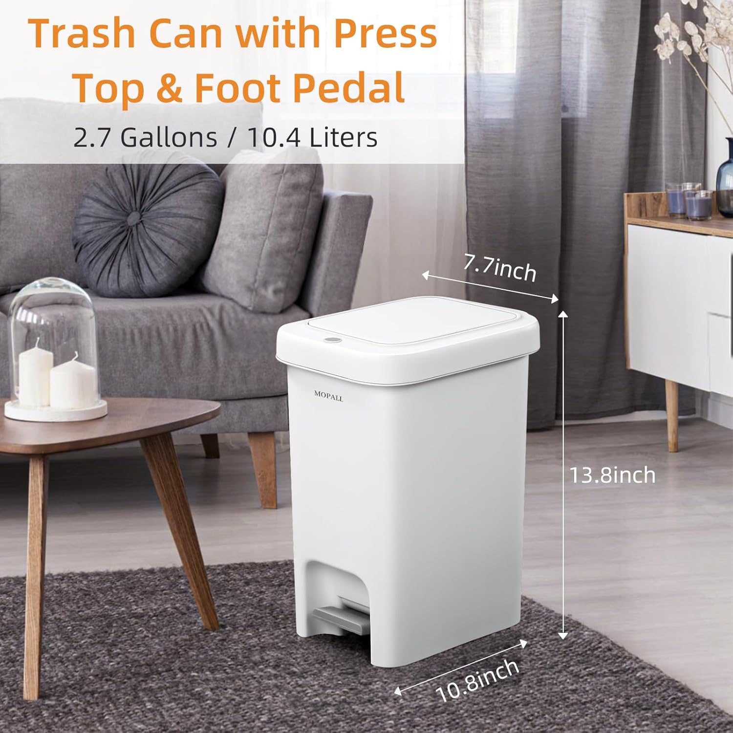 Thumbnail 6 de MOPALL 2.7 Gallon Slim Bathroom Trash Can 🗑