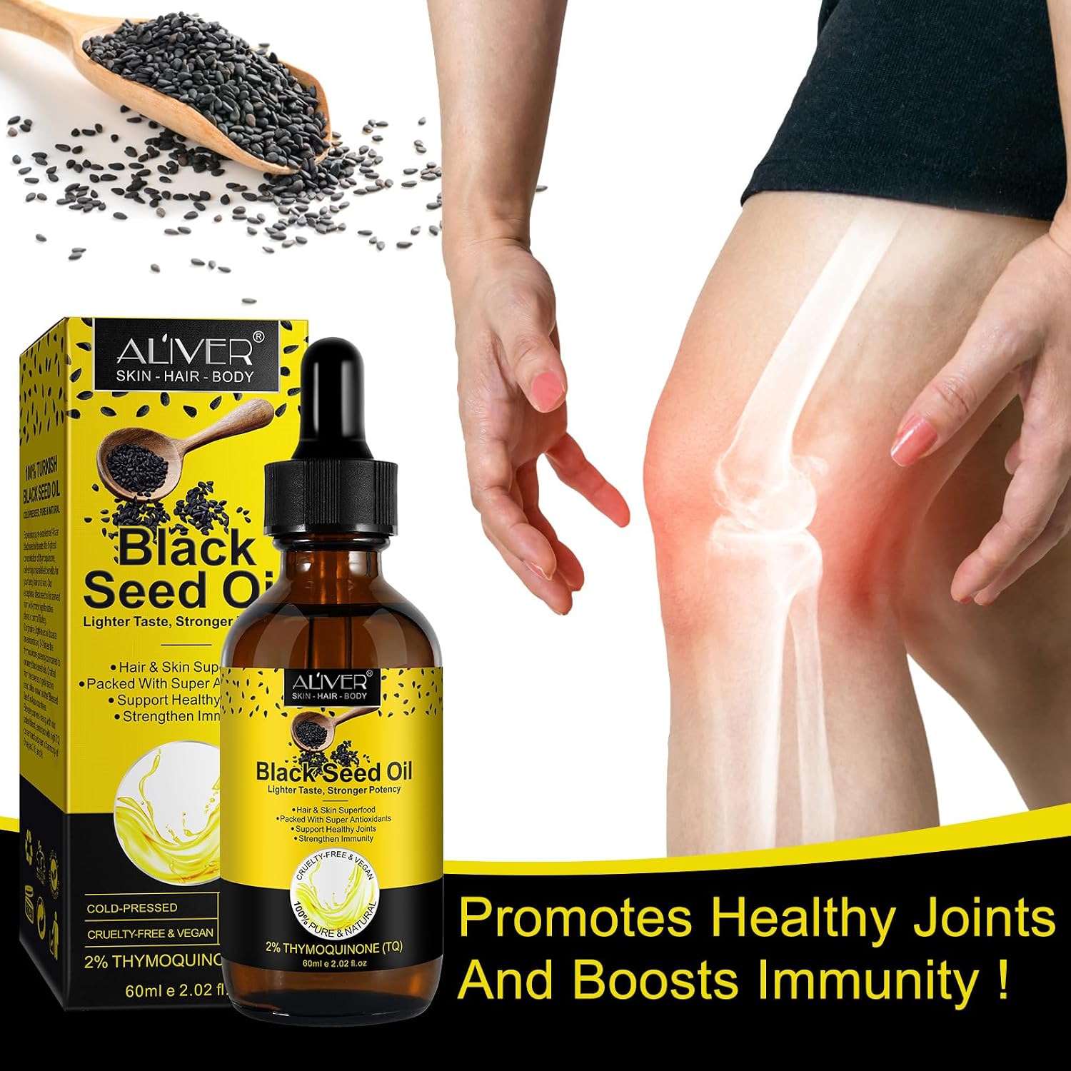 Detalle 2 de Valleylux Black Seed Oil, 60 mL Cold-Pressed Carrier Oil with Glass Dropper