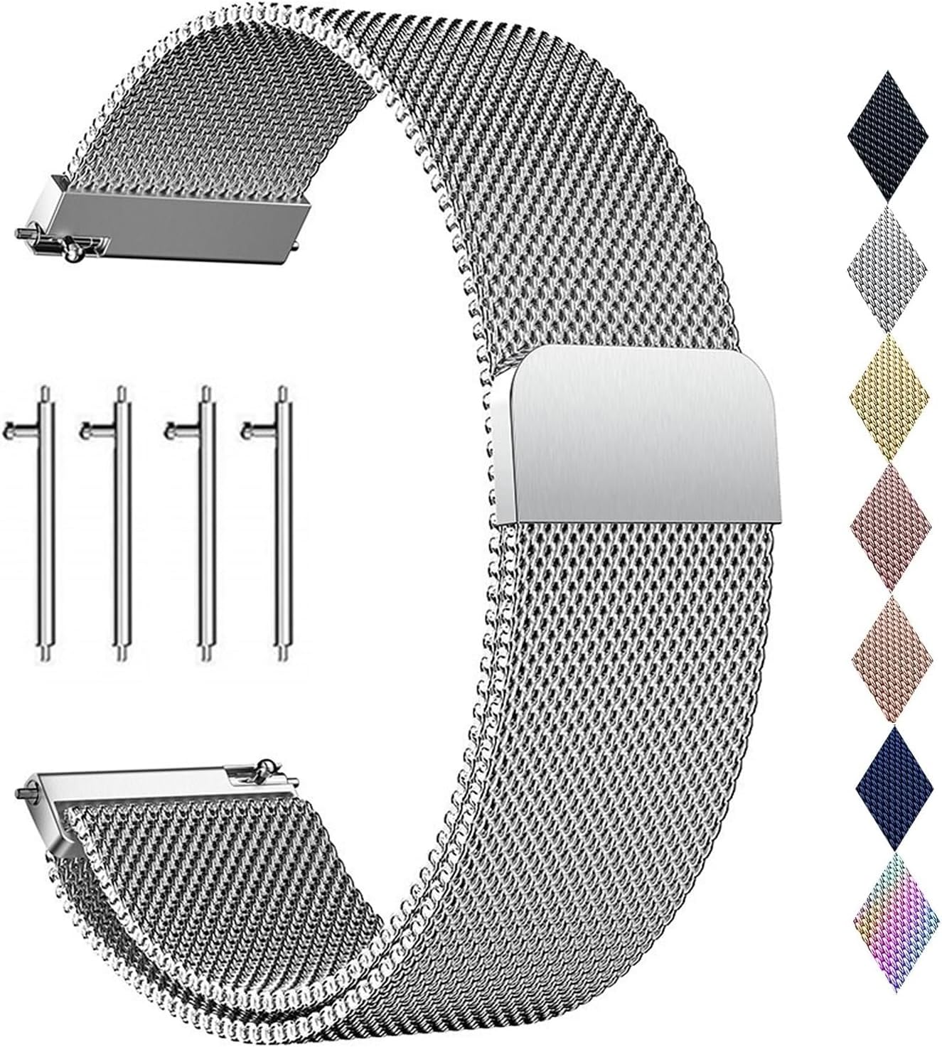 Detalle de PDSQL Edelstahl Mesh Uhrenarmband mit Magnetverschluss – langlebig, 14–24 mm, Damen & Herren