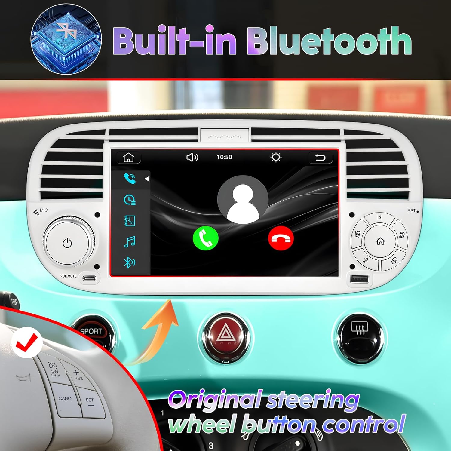 Thumbnail 3 de Autoradio Fiat 500 7 pollici CarPlay