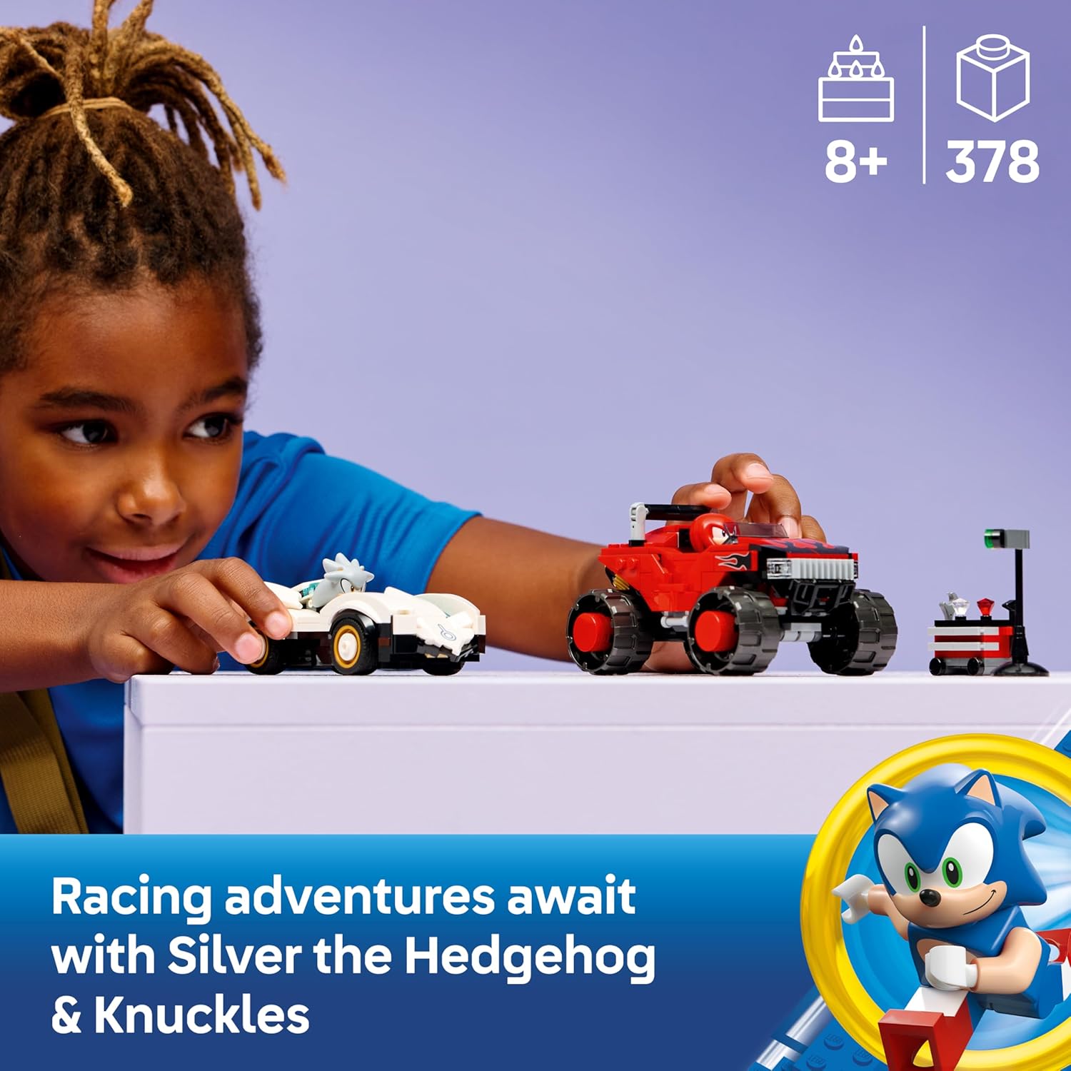 Detalle de LEGO Sonic the Hedgehog Silver's Car vs. Knuckles' Monster Truck 77118 review