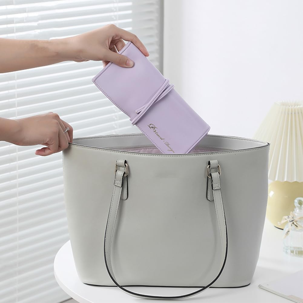 Detalle 2 de VanFn Travel Makeup Brush Holder: Portable Roll-Up Organizer Bag for 8+ Brushes