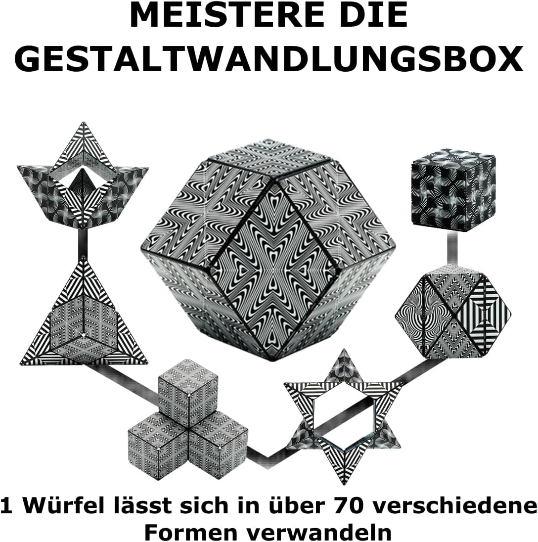Thumbnail 3 de Shashibo Formwechsel-Box (Black & White) mit 36 Seltenerdmagneten – patentierter Zappelwürfel mit über 100 Formen