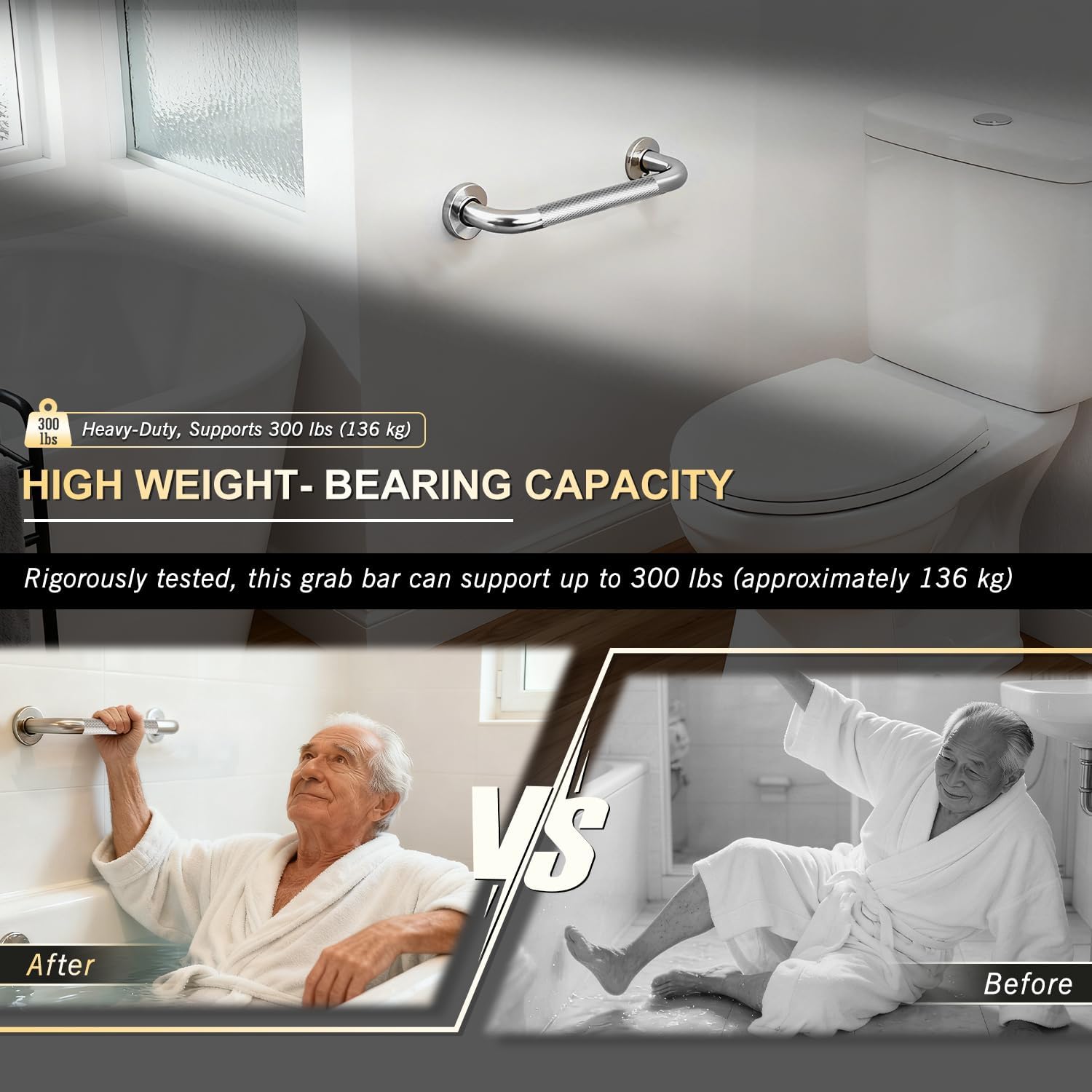 Thumbnail 3 de supregear Bathroom Grab Bar badkamersteunrail van 30 cm, antislip RVS 304