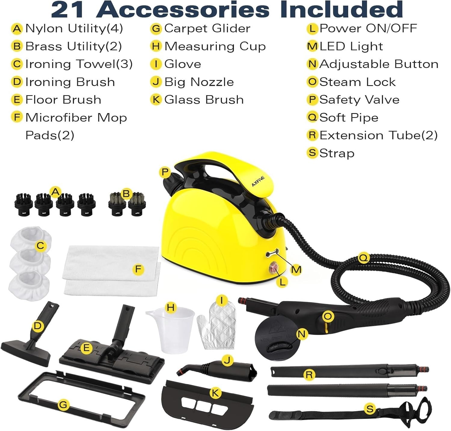 Thumbnail 5 de Axfive 248°F High-Temp Steam Cleaner – 21-Piece Handheld Steamer Set with Large Tank