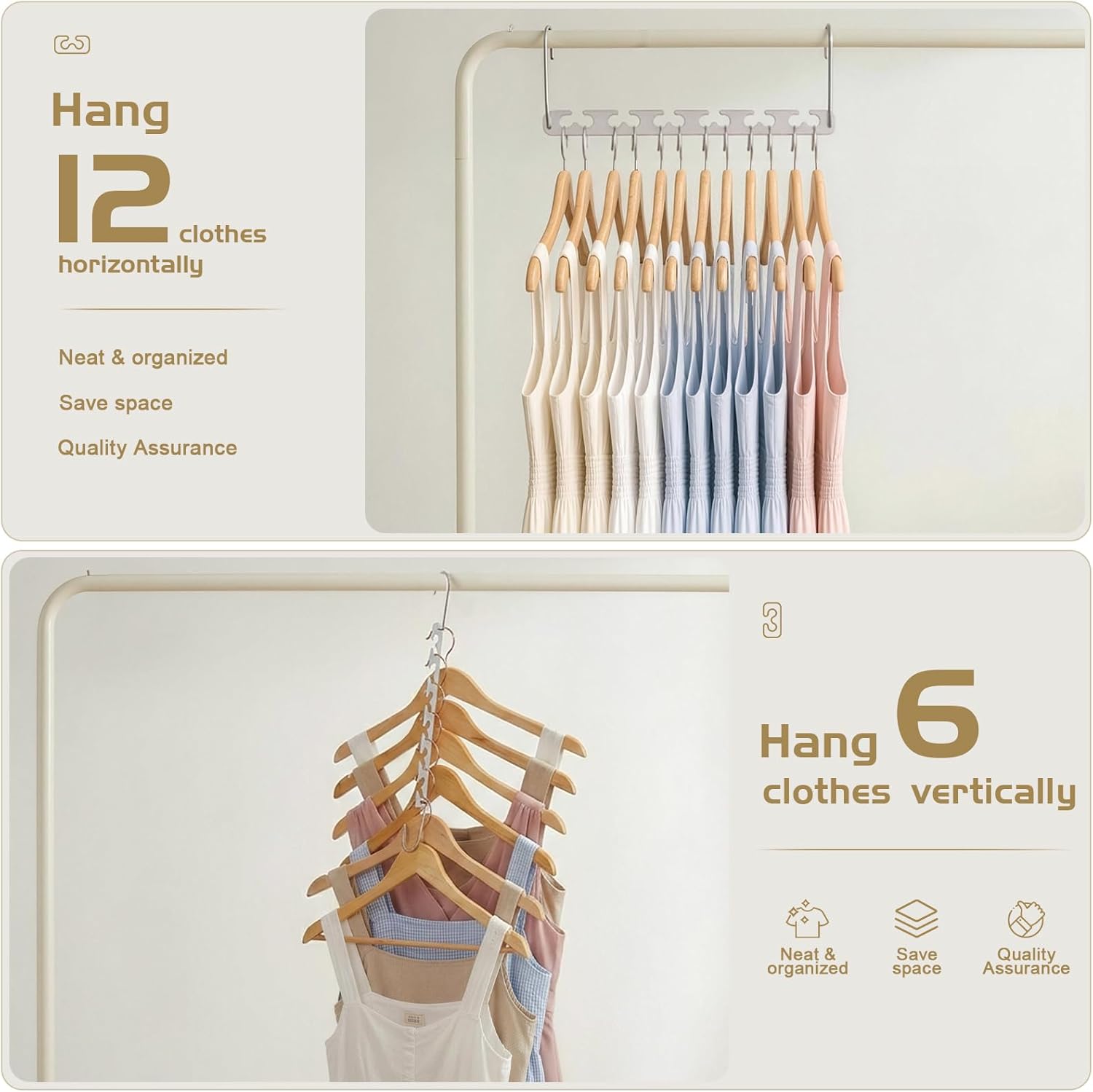 Thumbnail 6 de HOUSE DAY Space Saving Magic Hangers Pack of 20 – Durable Metal Hanger Organisers for Compact Closets