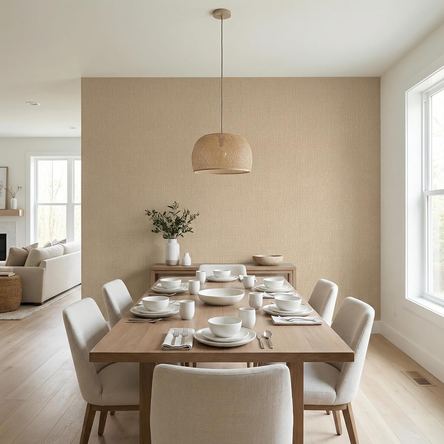 Thumbnail 3 de WADILE WDL-QZ-02-KQ-60-12M Peel-and-Stick Grasscloth Wallpaper, Khaki Vinyl