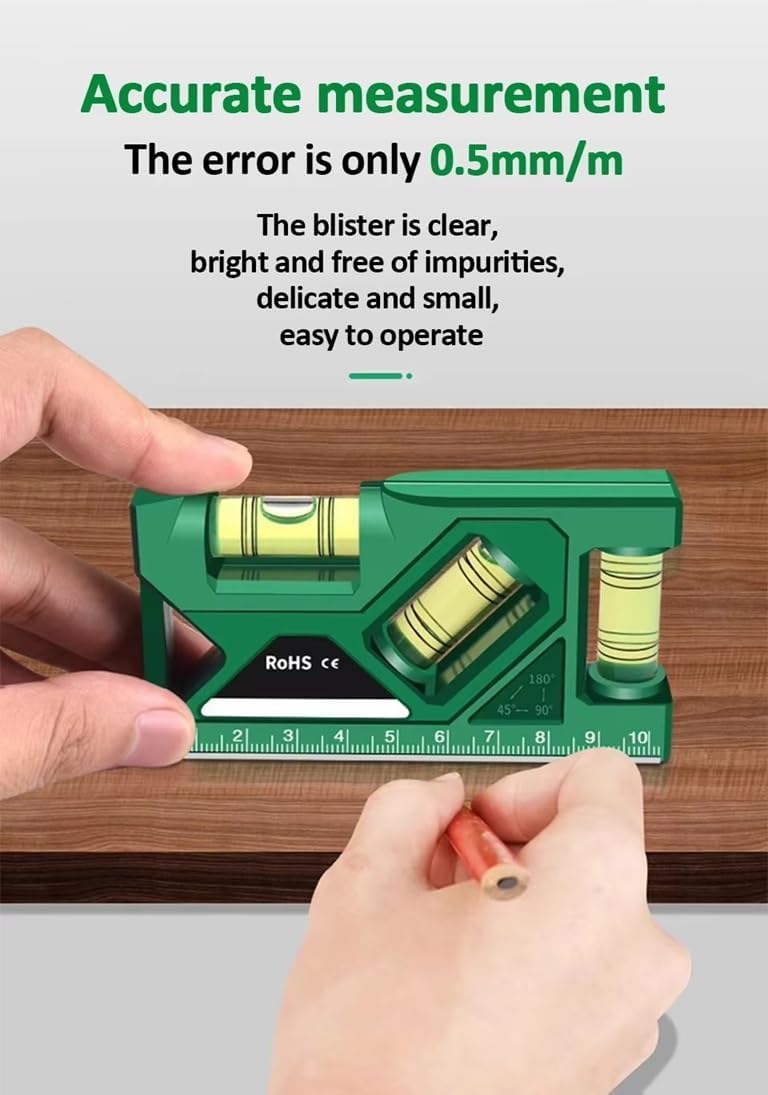 Thumbnail 6 de Omana 3-in-1 Magnetic Spirit Level, 45°/90°/180°, Green Plastic