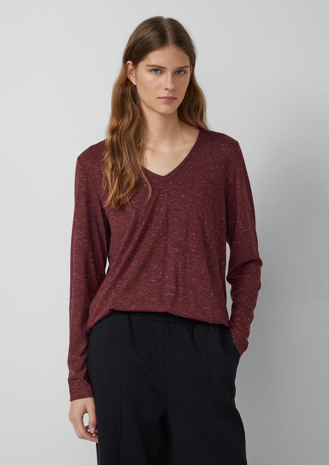 Detalle de s.Oliver Damen T-Shirt Langarm V-Neck