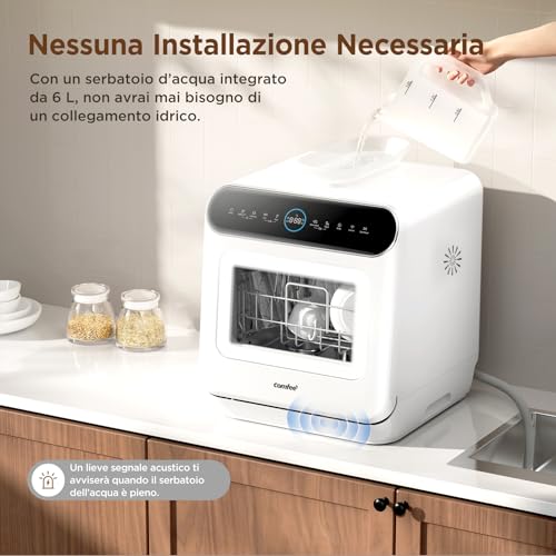 Detalle de COMFEE Lavastoviglie Libera Installazione, 3 coperti, 7+3 programmi – Bianco