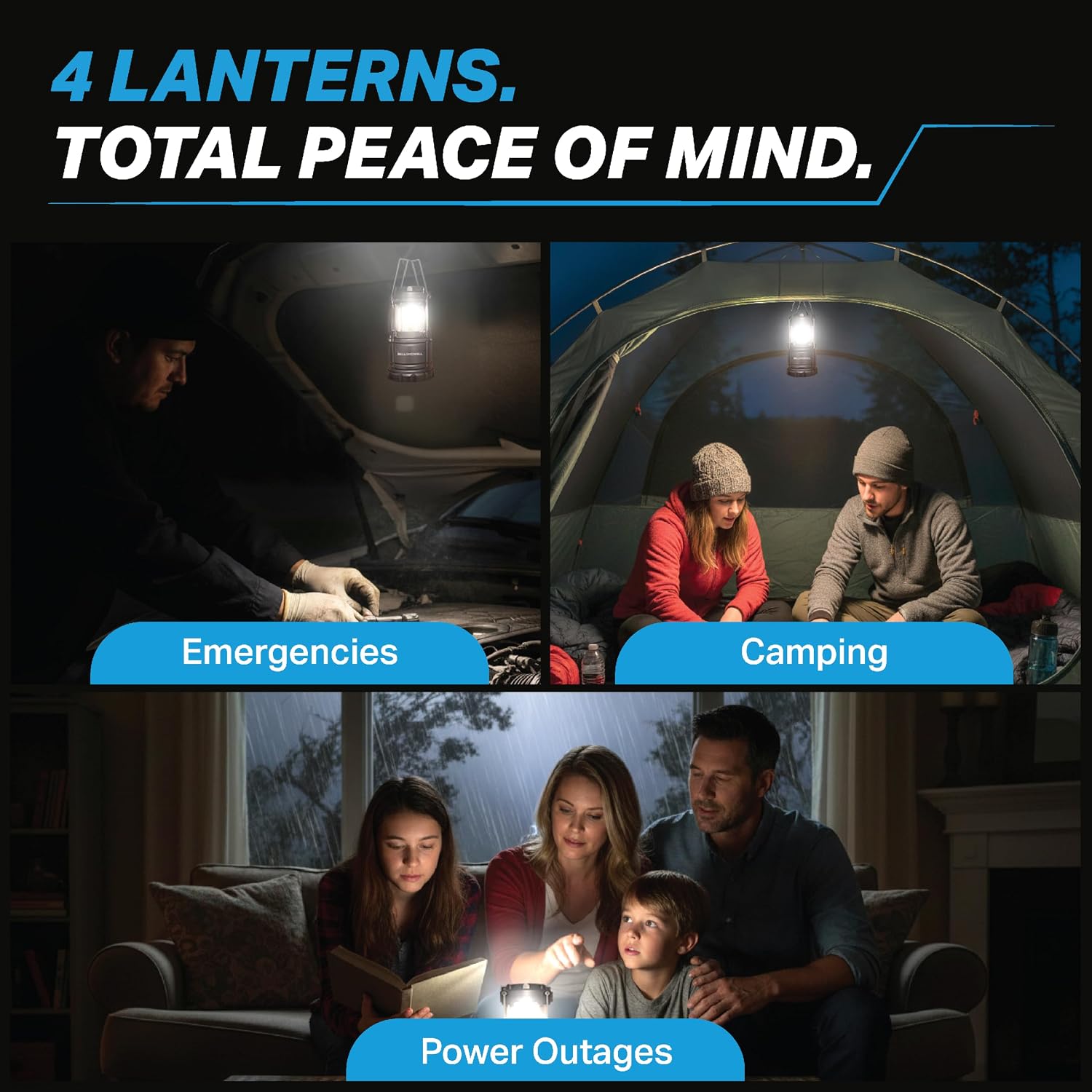 Detalle 2 de Bell+Howell TACLIGHT Multipurpose Camping Lanterns, 4-Pack, Collapsible IP65 LED