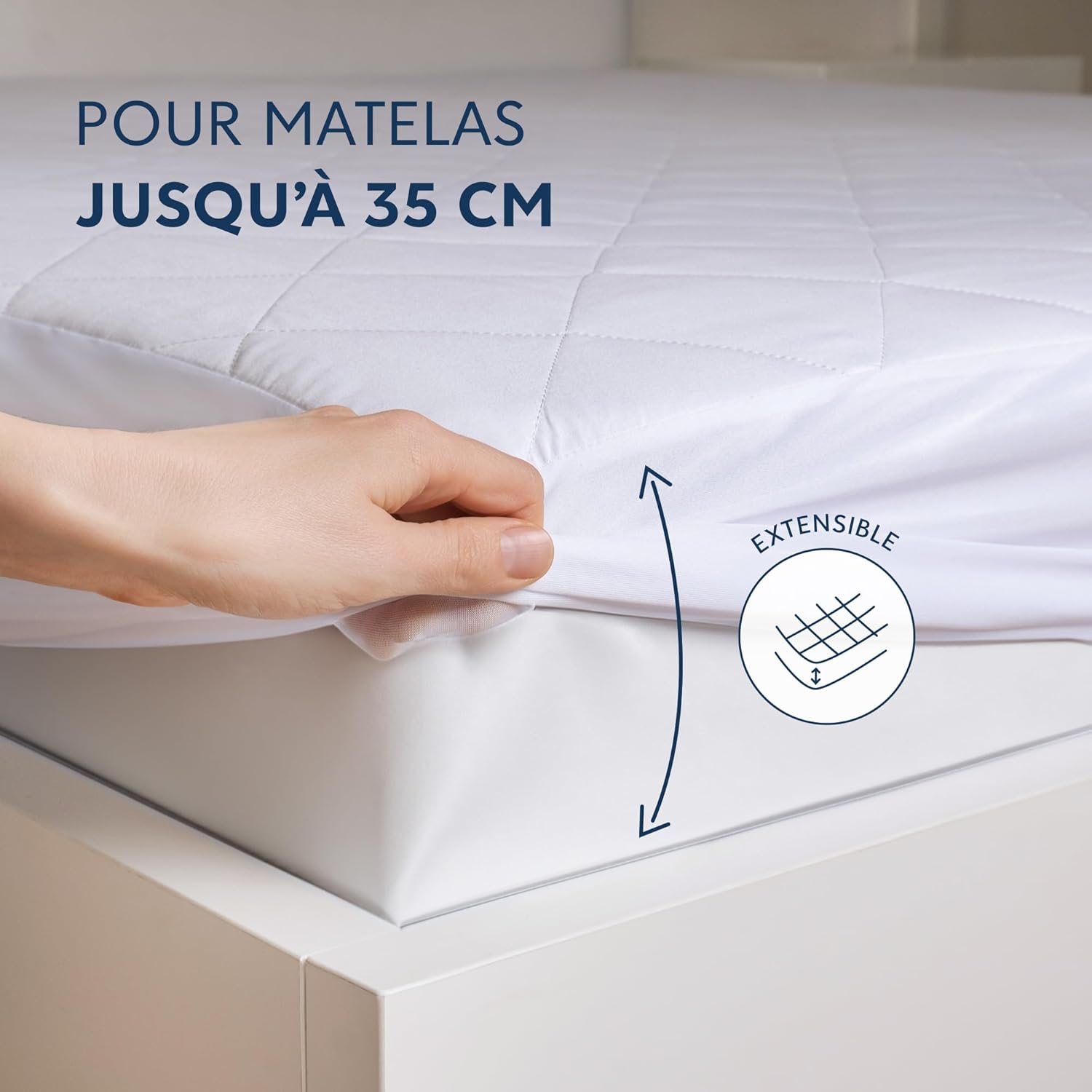 Thumbnail 2 de Dreamzie Protège-Matelas 90x190 Matelassé avec Bonnet 40 cm et Élastique Tout Autour – Alese 90x190 – Oeko-Tex et Respirant