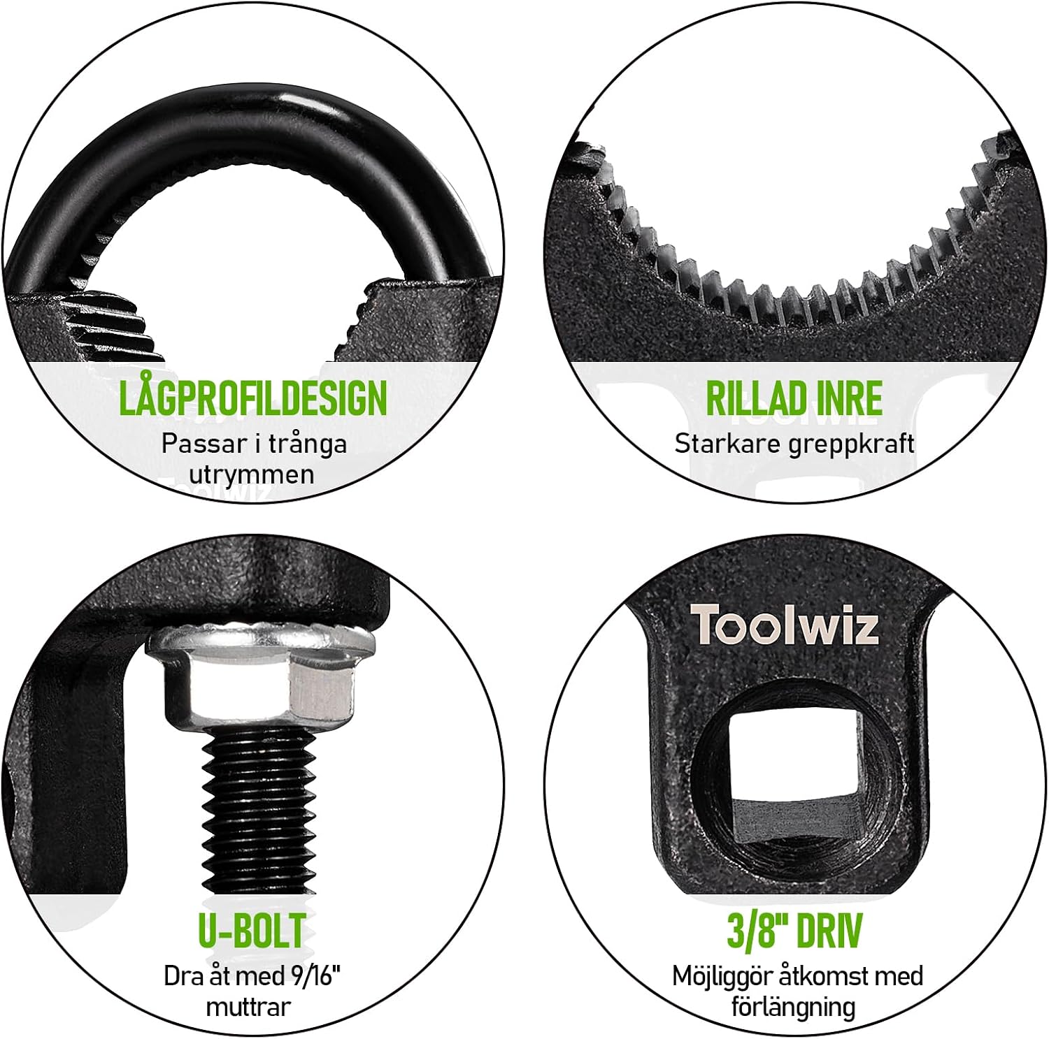 Detalle de Toolwiz Inner Tie Rod Removal Tool – lågprofilverktyg för 27–42 mm, 3/8 tum