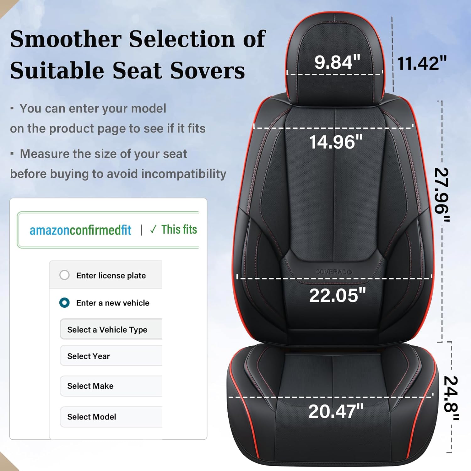 Thumbnail 5 de Coverado Car Seat Covers Full Set: Waterproof Nappa Leather Protection for Most Cars