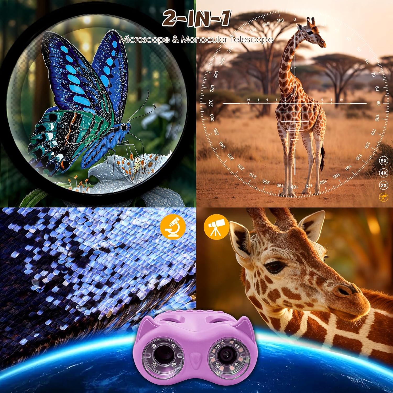 Thumbnail 1 de ARNSSIEN 2 in 1 Microscopio Bambini e Telescopio: 1000x e 10x per esplorare micro e macro