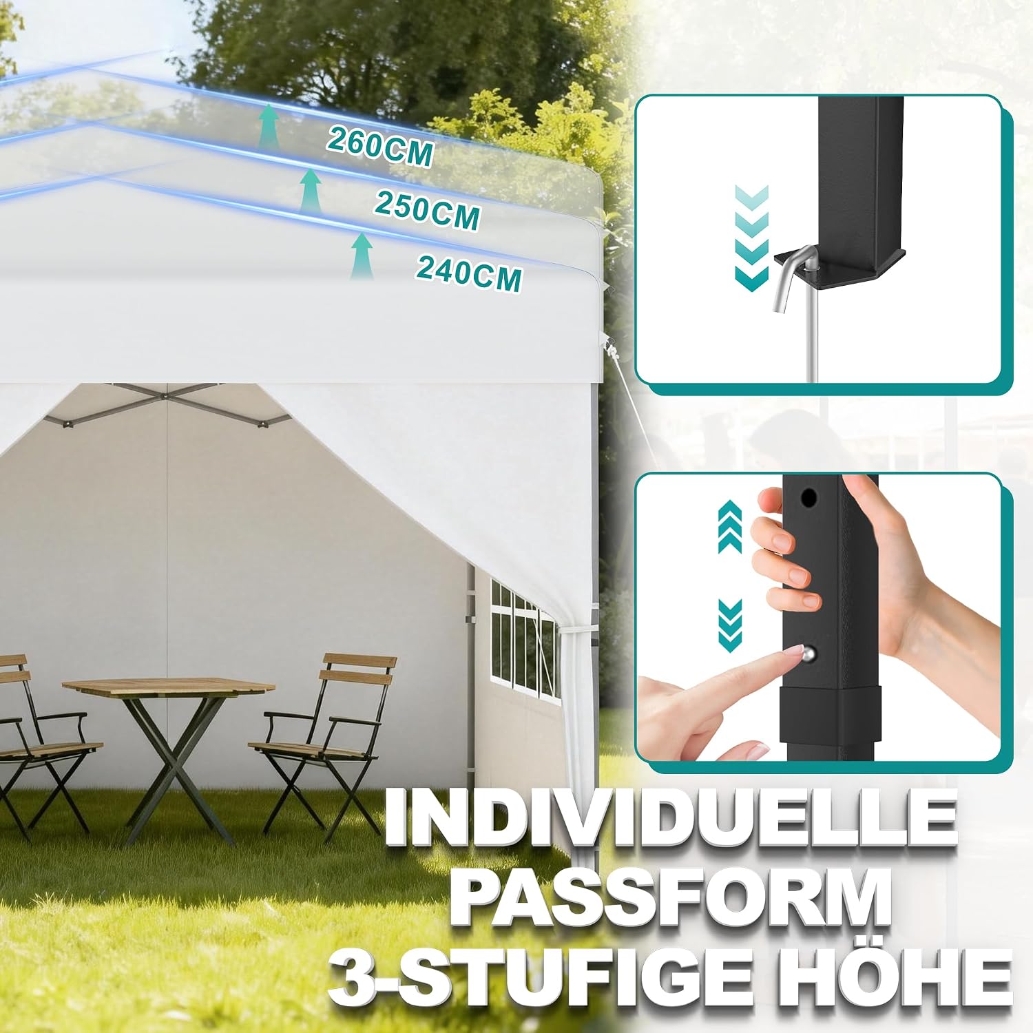 Thumbnail 4 de LZQ HKAN-(ZP10115WH) 3 x 3 m Pop-Up Gazebo with One-Touch Lift