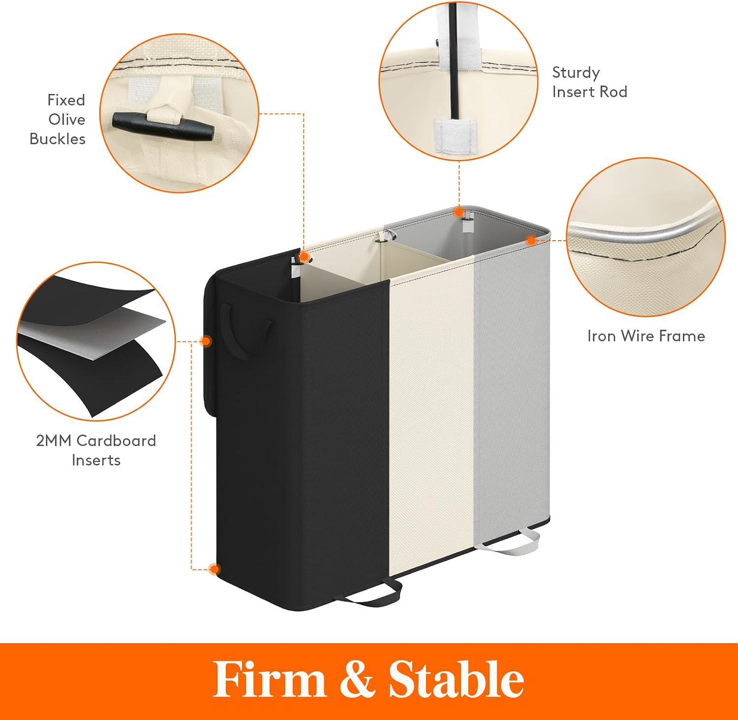 Thumbnail 2 de Lifewit 185L Laundry Hamper with Lid, Three Sections and Removable Bags