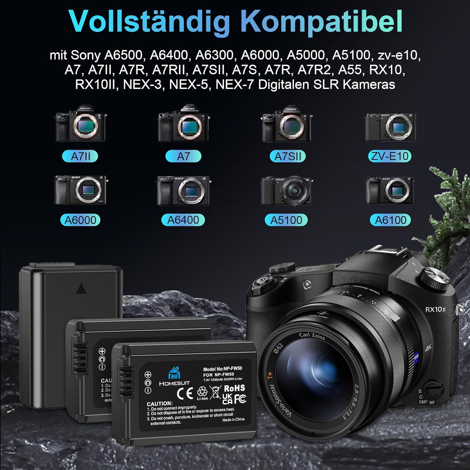 Thumbnail 1 de Homesuit NP‑FW50 Akku 1300mAh Kit für Sony-Kameras