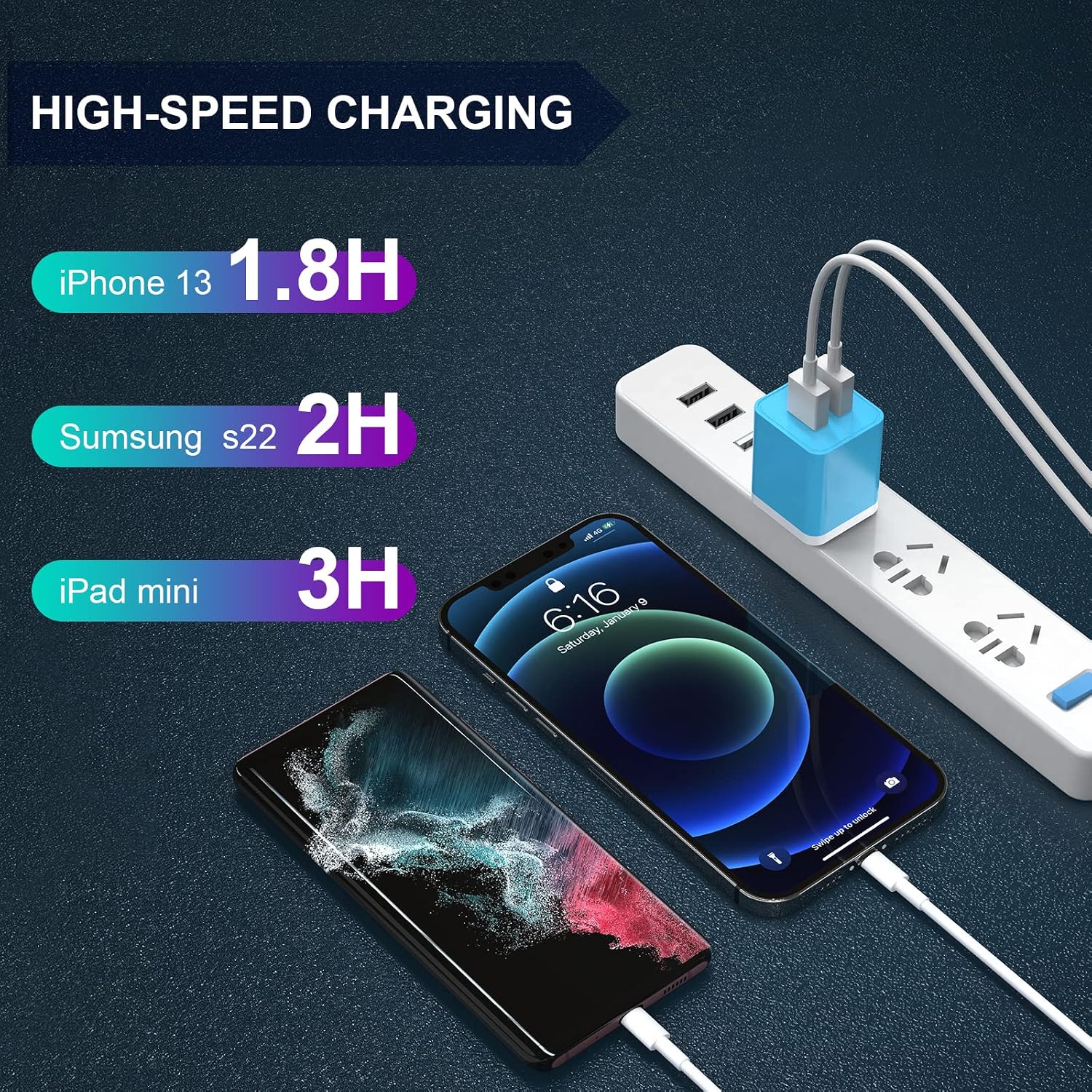 Thumbnail 5 de iGENJUN 2.4A Dual USB Wall Charger 6-Pack