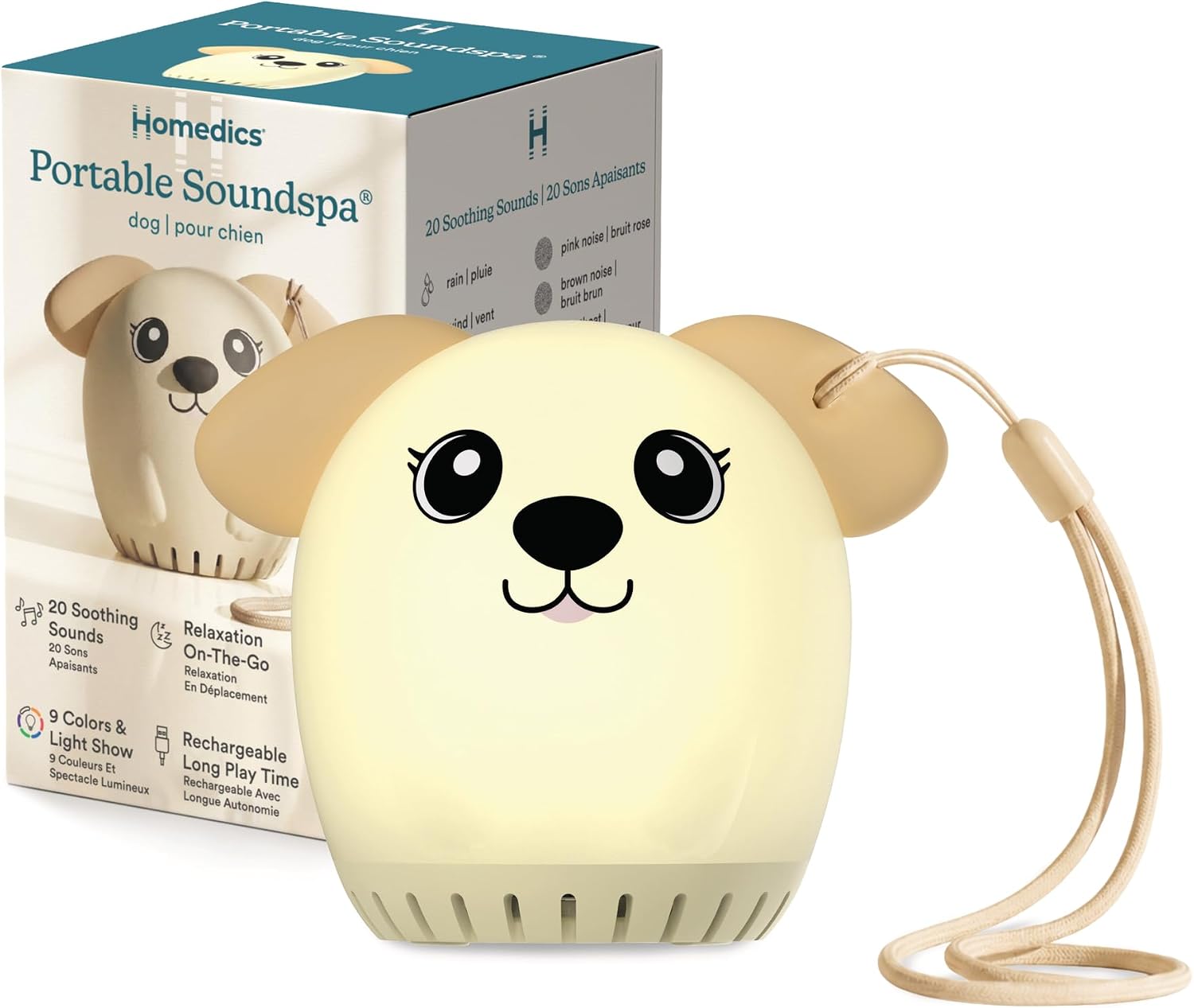 Detalle de Homedics SS-1100 Portable Sound Machine, Dog Design, 20 Sounds, 9-Color Light