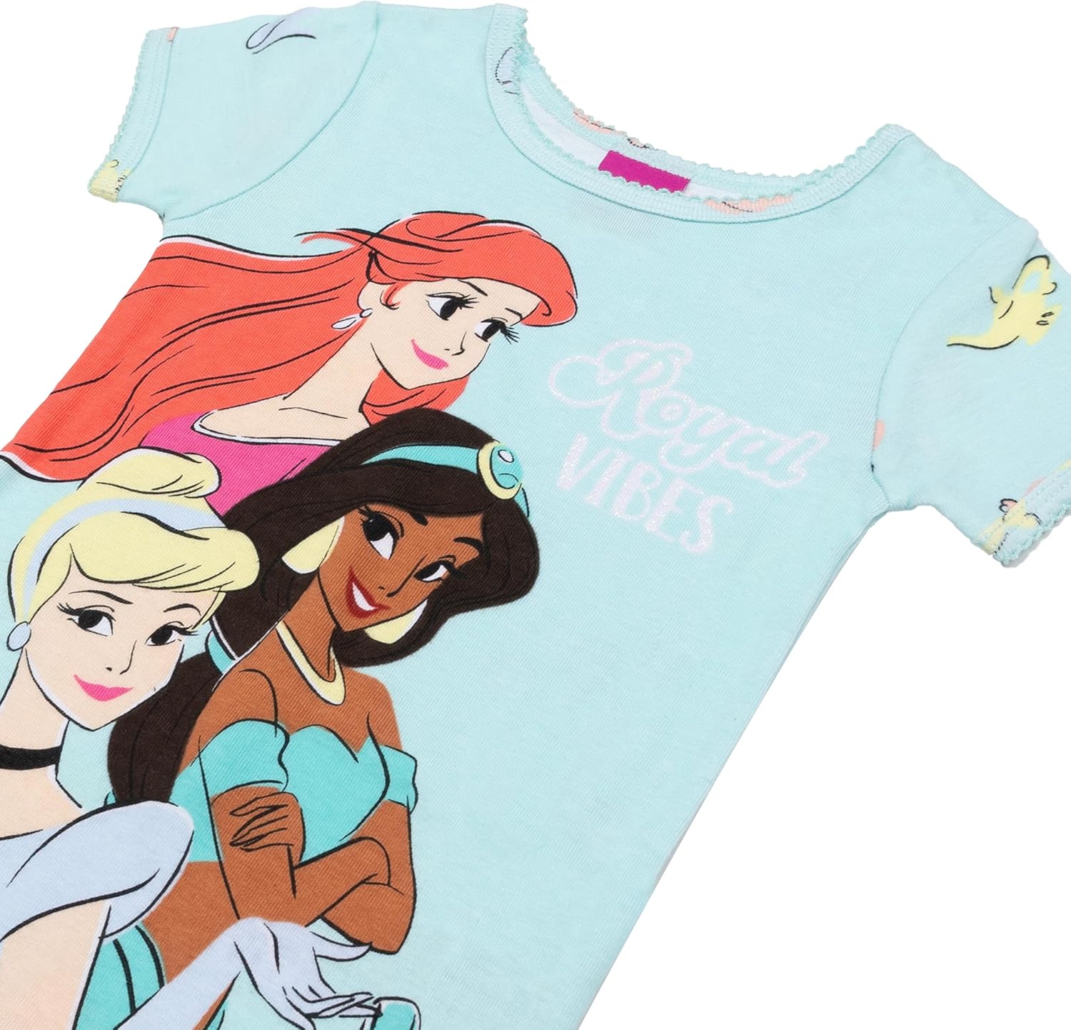 Detalle de Disney Girls' 4-Piece Snug-Fit Cotton Pajama Set — Official Disney Princess Nightwear