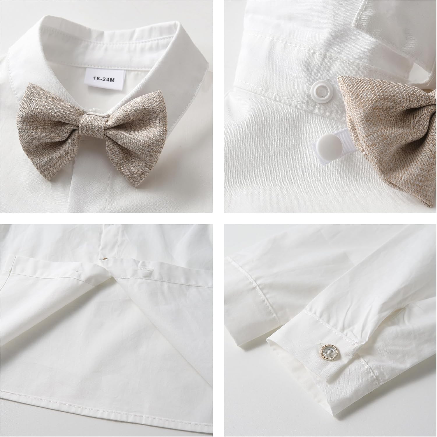 Detalle de Volunboy Baby Jungen Anzug-Set mit Langarmhemd, Fliege (abnehmbar) & Hosenträgern, 4-teilig