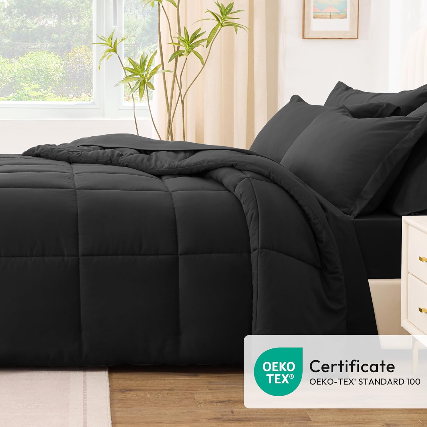 Thumbnail 4 de Love's cabin 5-Piece Twin/Single Duvet Set in Ash Black — Soft, Breathable All-Season Bedding