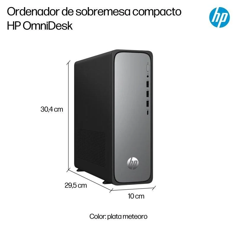 Detalle 2 de HP OmniDesk S03-0023ns: PC de sobremesa compacto con i3-14100, 8 GB y 512 GB SSD