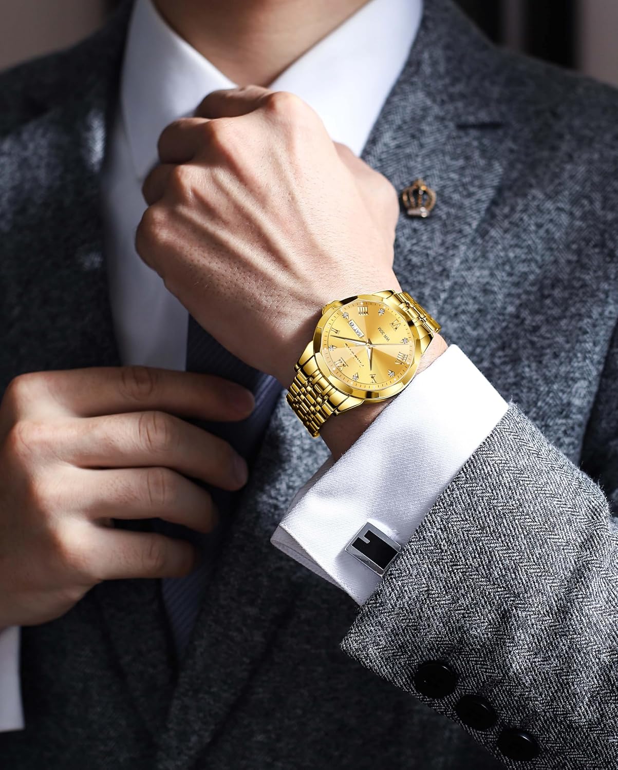 Thumbnail 4 de PINDOWS Luxus Quarz-Herrenuhr Datum