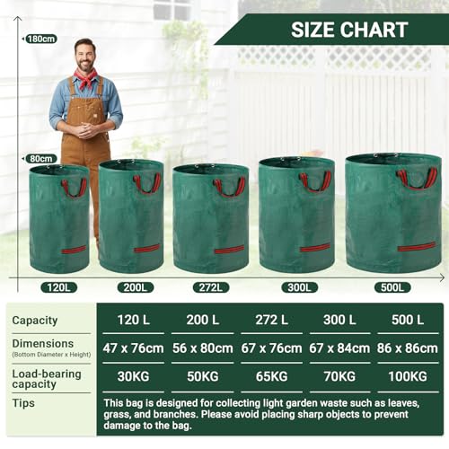 Thumbnail 1 de Velway Sacchi per Rifiuti da Giardino 500L x 2 Pacchi – Riutilizzabili con Maniglie in Tessuto Industriale