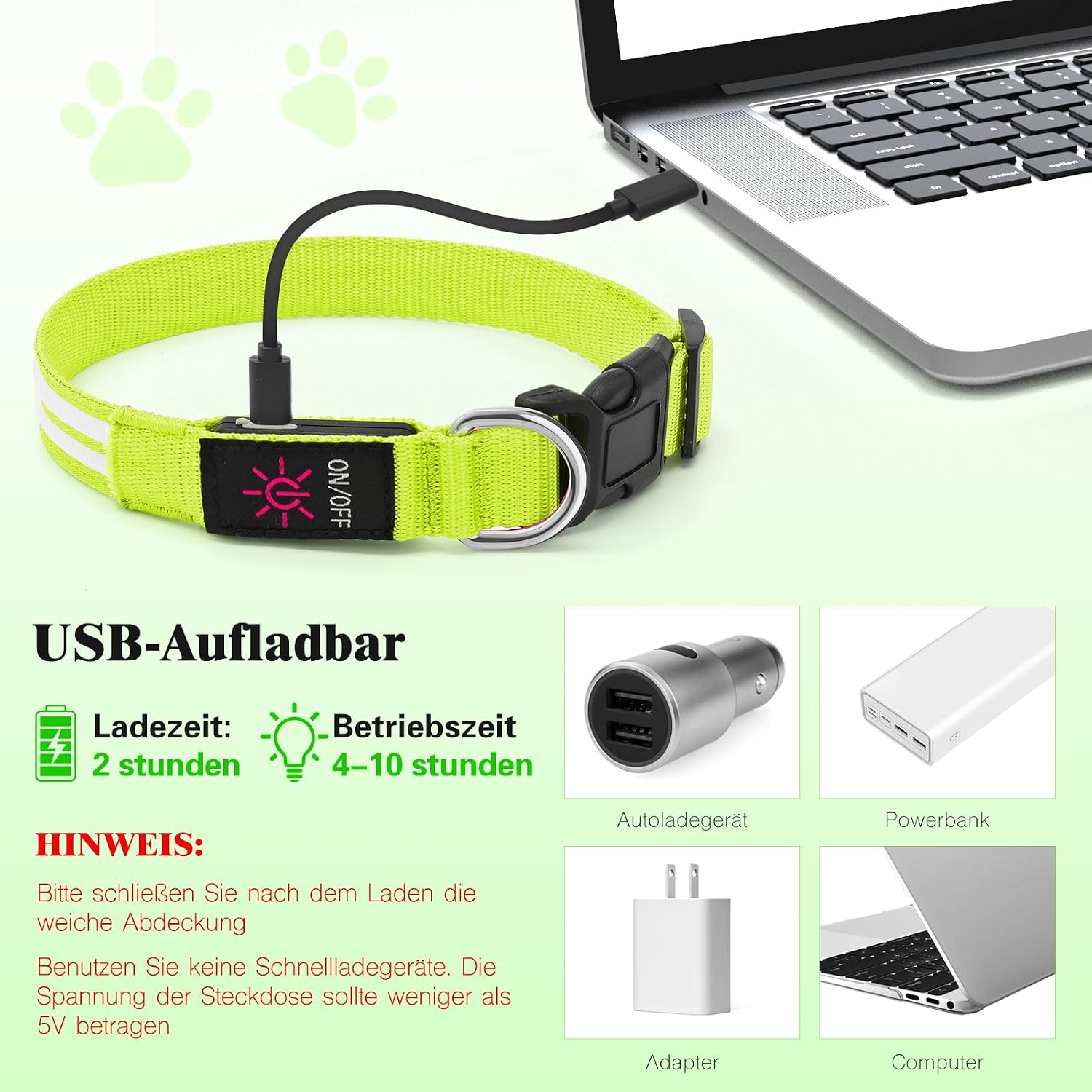 Detalle 2 de Weesiber Leuchthalsband Hund LED Grün S