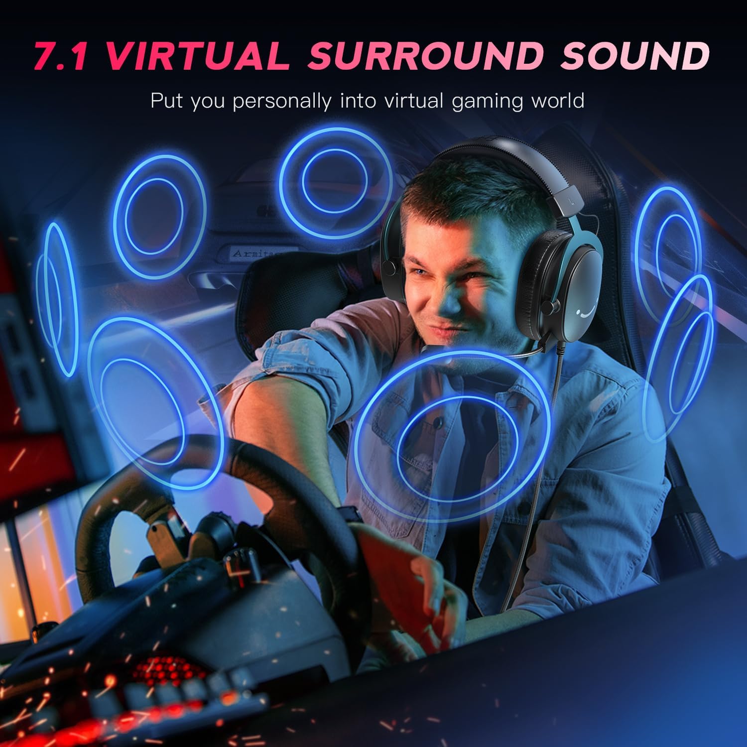 Detalle de FIFINE H9 Wired Gaming Headset with Virtual 7.1 Surround and Detachable Mic