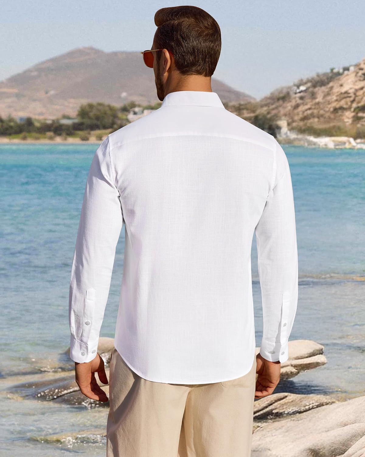 Thumbnail 3 de J.VER Men's Linen Cotton Shirts Long Sleeve Regular Fit Casual Solid Shirt