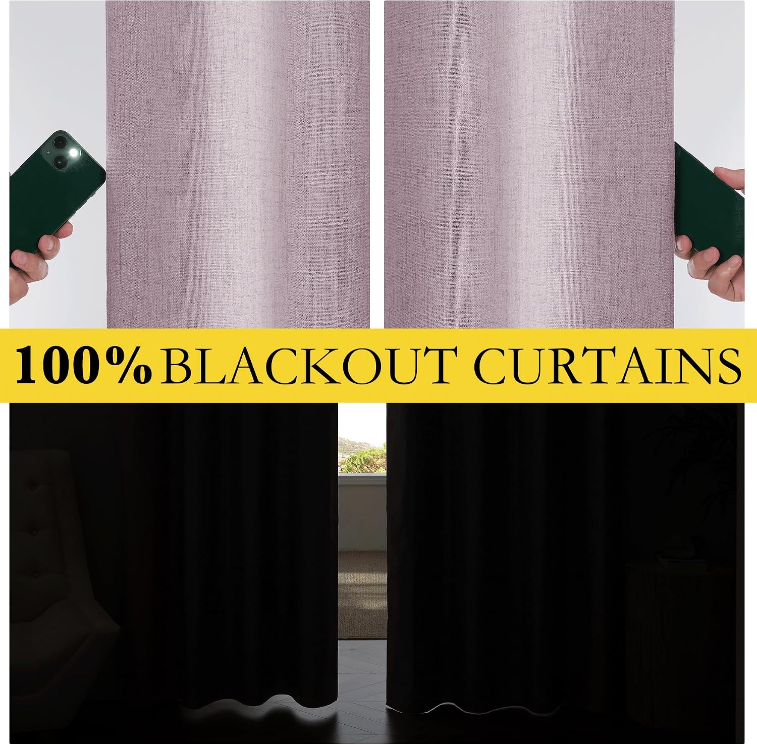 Thumbnail 3 de NICETOWN Vintage Linen Curtains, 52" Wide