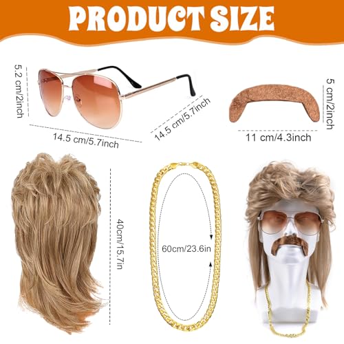 Thumbnail 1 de Forhome Men’s Blonde Mullet Wig Set of 4 with Sunglasses and Necklace
