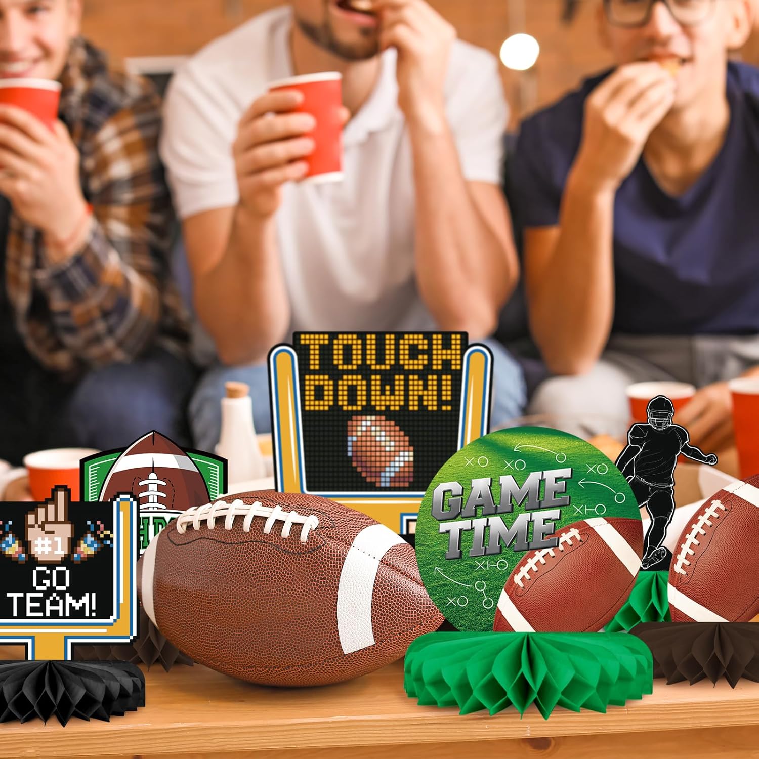 Thumbnail 5 de 10-pack Football Honeycomb Centerpieces 🎉
