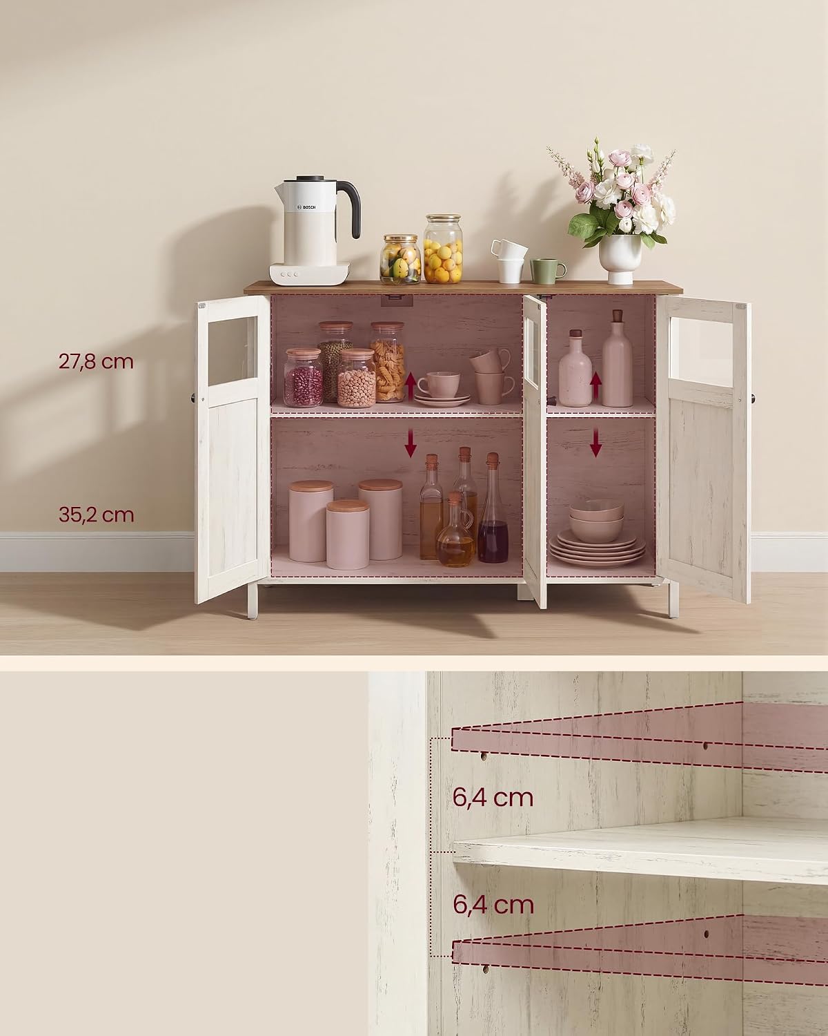 Detalle 2 de VASAGLE Sideboard with steel frame