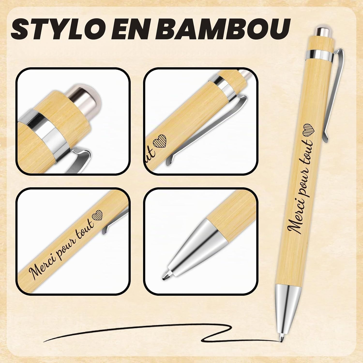 Detalle de PIAKAZIQA Bloc-Notes avec Stylo: set met 6 A6-notitieboekjes en houten balpennen
