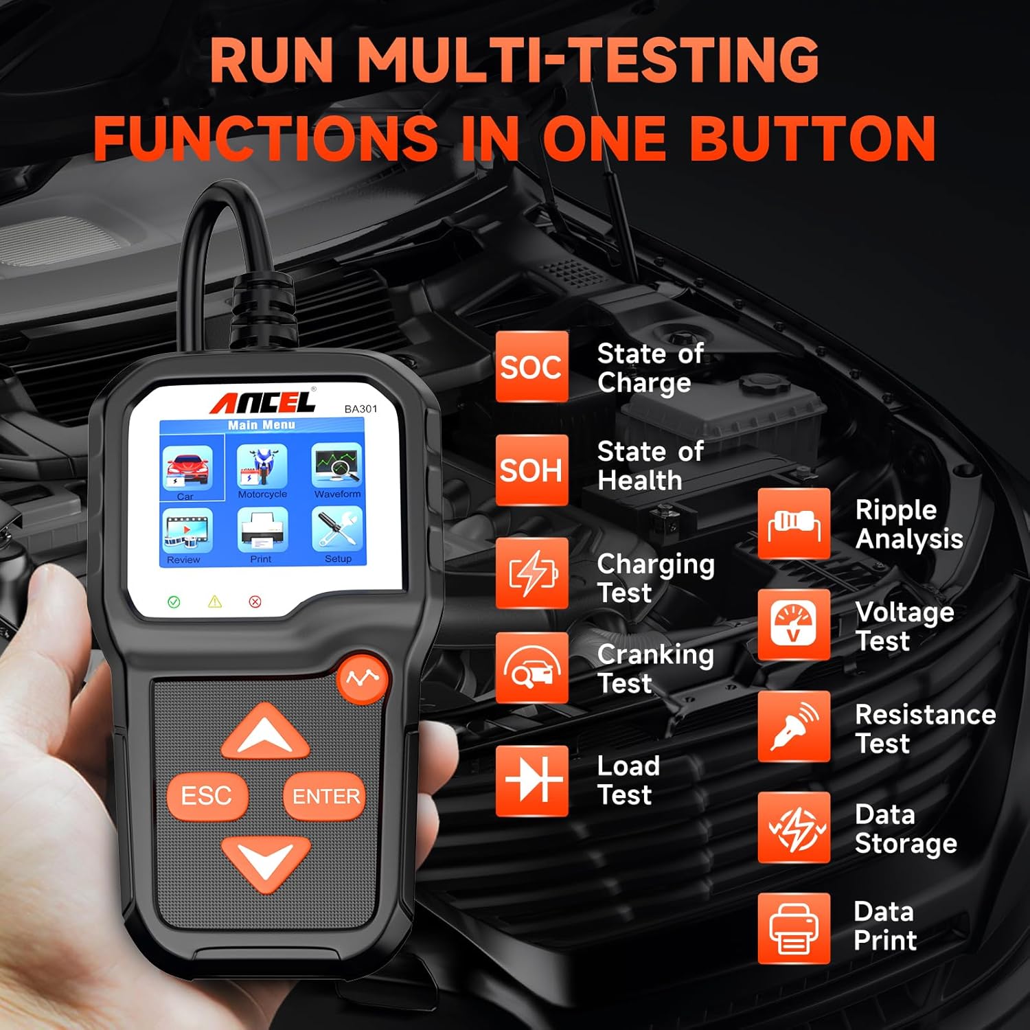 Thumbnail 1 de ANCEL BA301 6V/12V Car Battery Tester & Charging System Test Tool (100–2000 CCA)