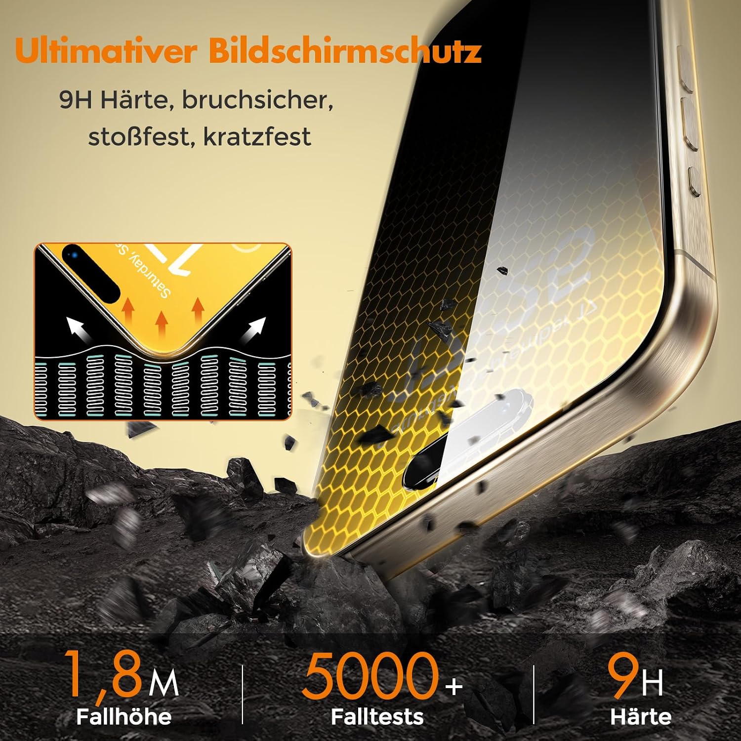 Detalle 2 de UNBREAKcable Panzer Sichtschutz Glas iPhone 15 Pro