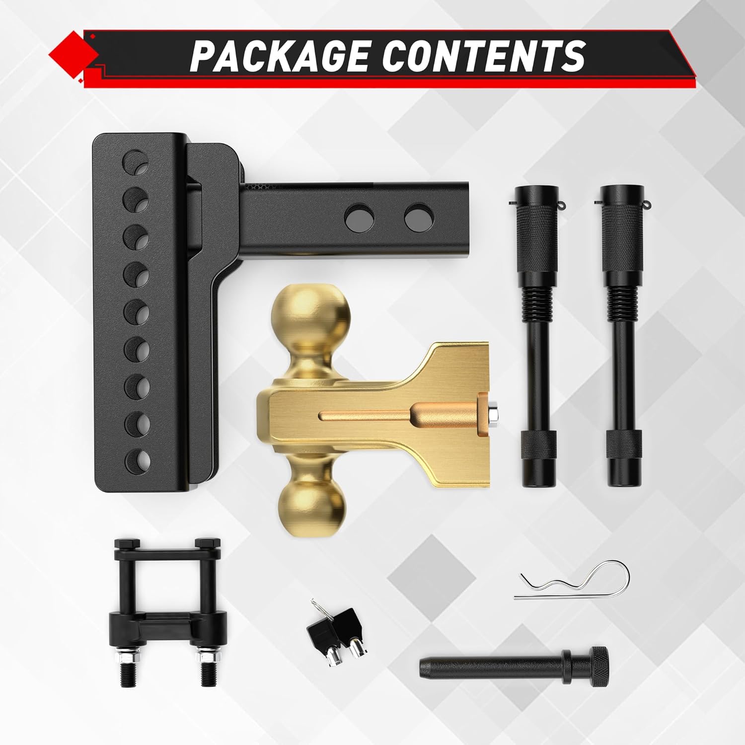 Thumbnail 5 de TYT Adjustable Truck Trailer Hitch for 2" Receiver with Dual Balls, 6" Drop/Rise