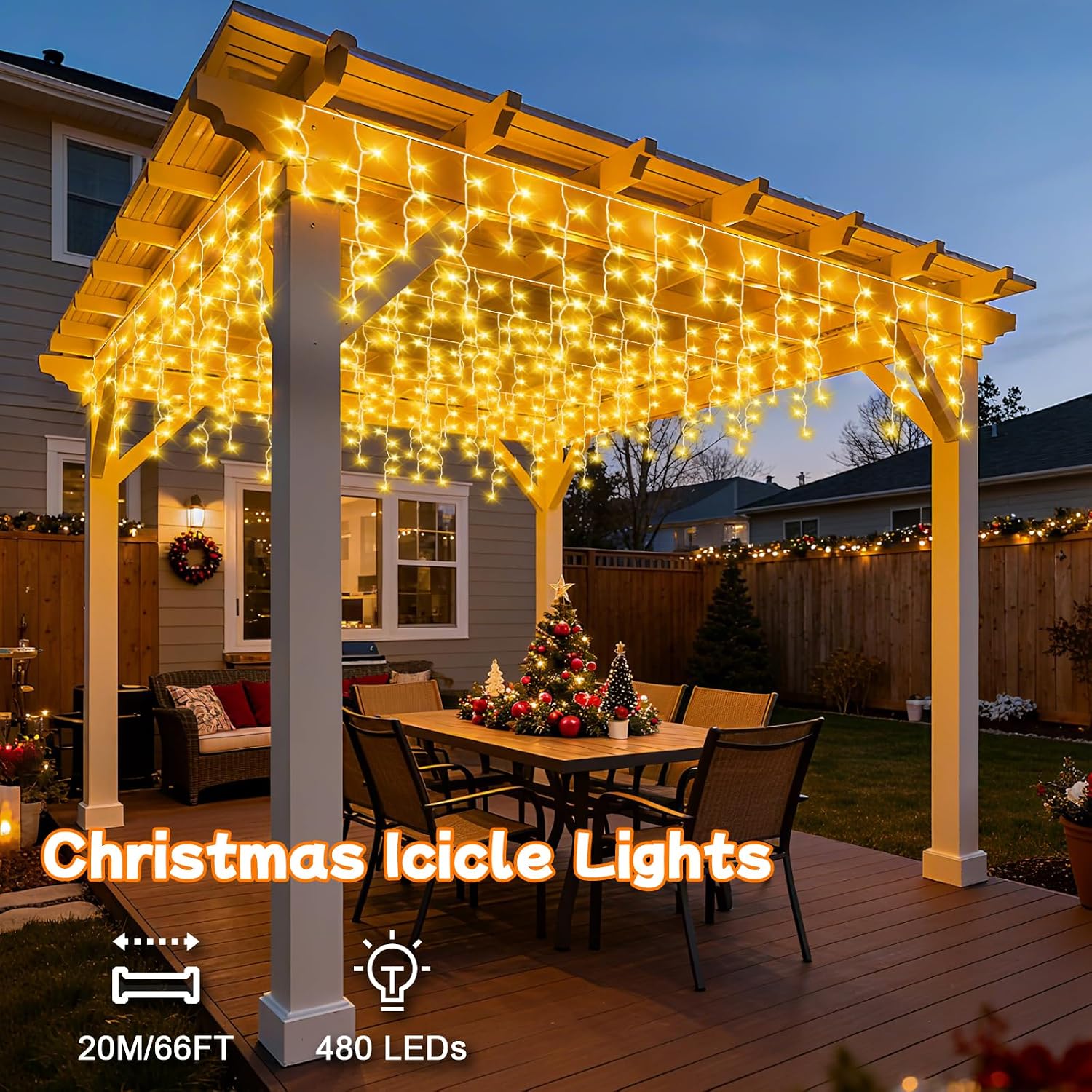 Thumbnail 5 de Gcstnn 20M icicle lights Warm White 🎄