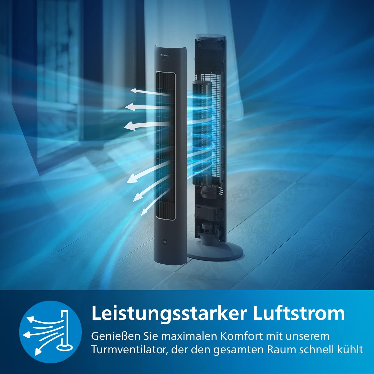Thumbnail 4 de Philips Oszillierender Turmventilator 5000 Serie CX5535/11 – 105 cm, Fernbedienung, Timer, 3 Geschwindigkeiten, Aroma-Diffuser
