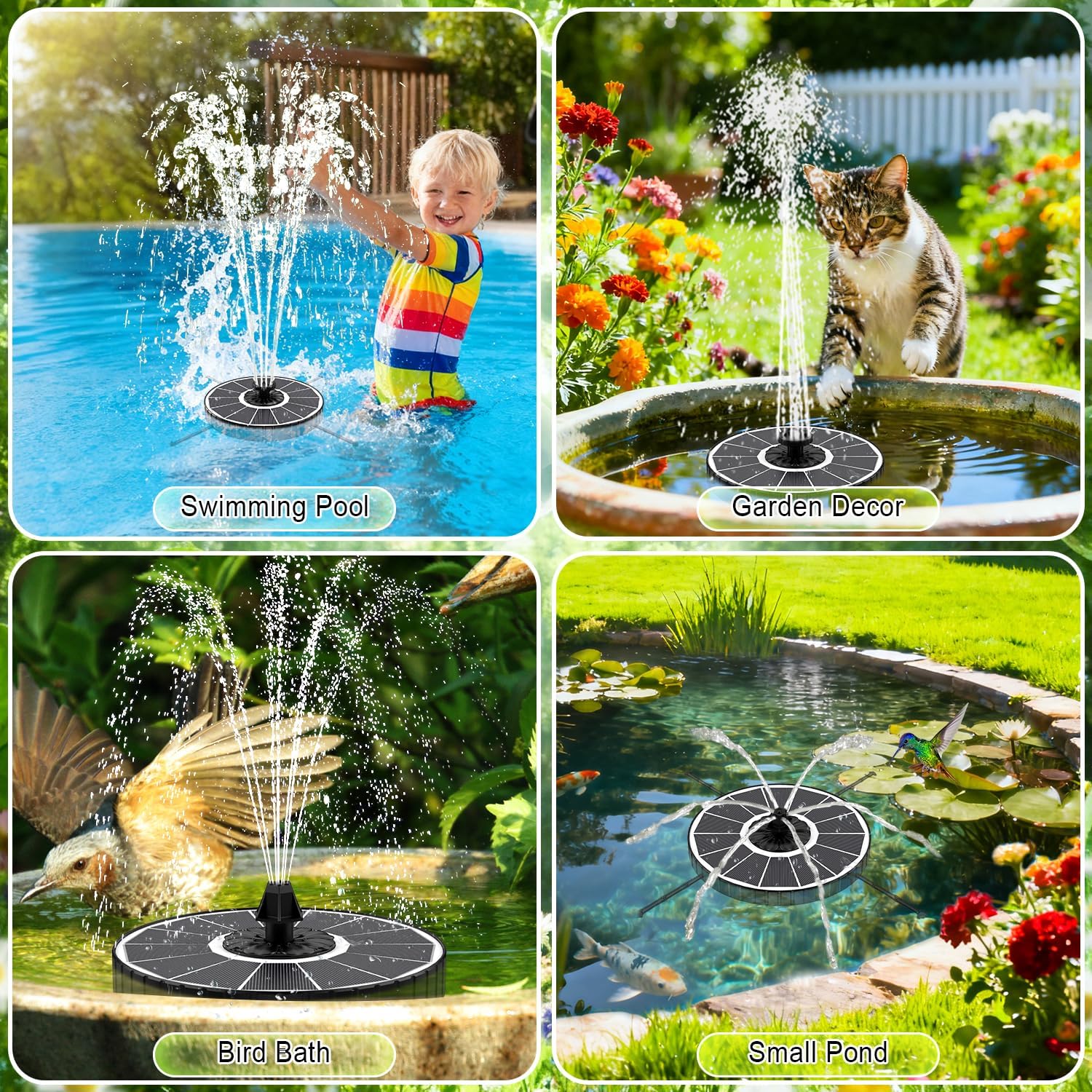 Thumbnail 5 de SZMP 3.5W Solar Springbrunnen für Außen – Upgraded 270° Rotierende Stangen, 8 Düsen, 3 Stufen Wasserhöhe