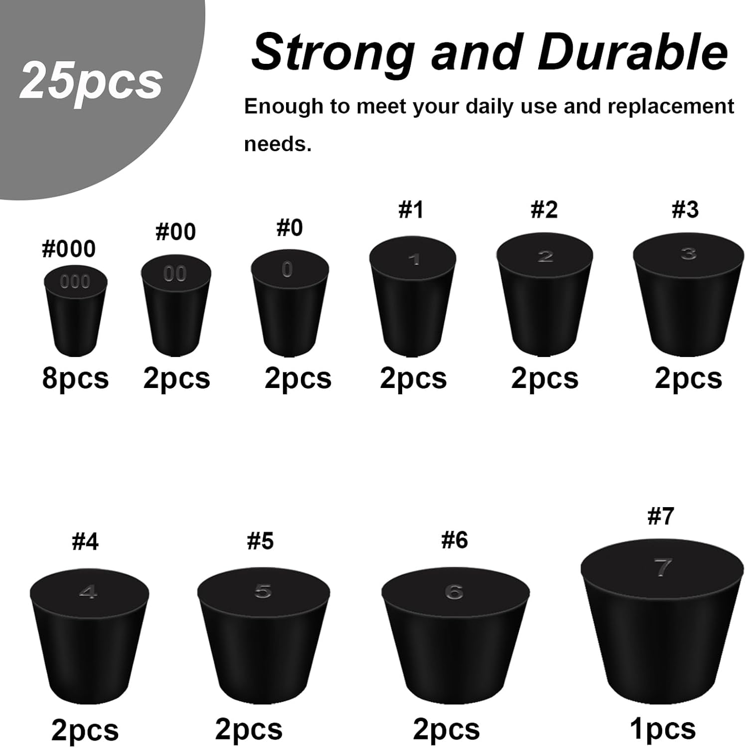 Detalle de Tnisesm Rubber Stoppers, 10 Sizes